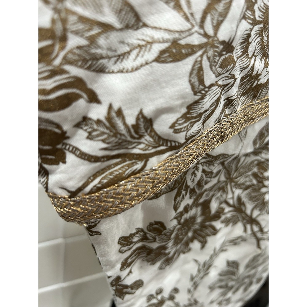 April Cornell Felicity Gold  Toile Floral Christmas Stocking‎ Crocheted Flower - Picture 9 of 12
